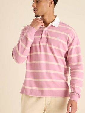 Cubbies The Smooth Mauve | Light Pink Stripe Rugby Pullover | Size L